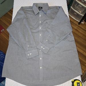 Stafford Men’s Big & Tall Fit Size 18 34-35 Blue & White Button Down Dress Shirt